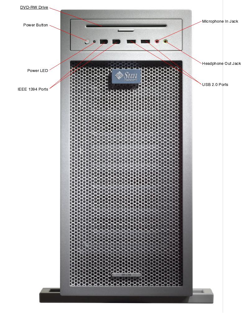 Sun Ultra 40 Workstation, RoHS:Y Front Callout